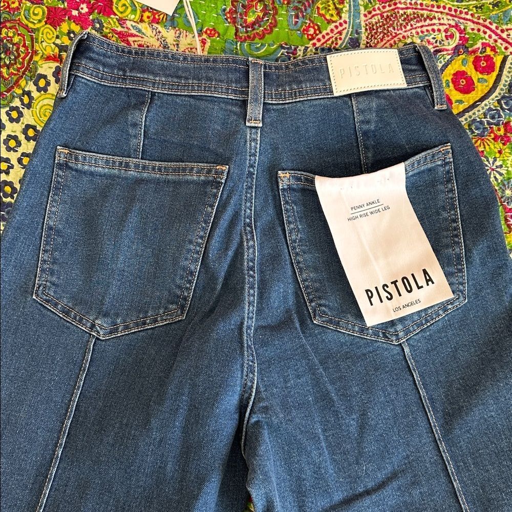 NWT Pistola - Penny Pintuck Ankle Jeans High Rise Wide Leg - Picture 9 of 10